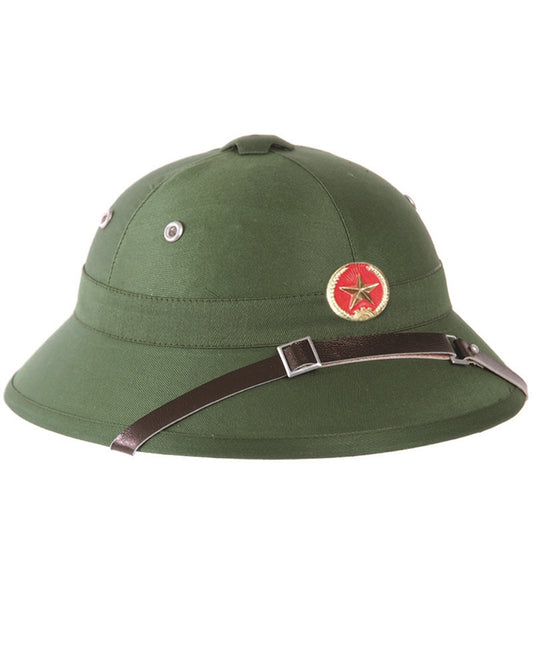 Cască Pith Mil-Tec Vietcong cu Însemne – Pulpă Vegetală, Verde