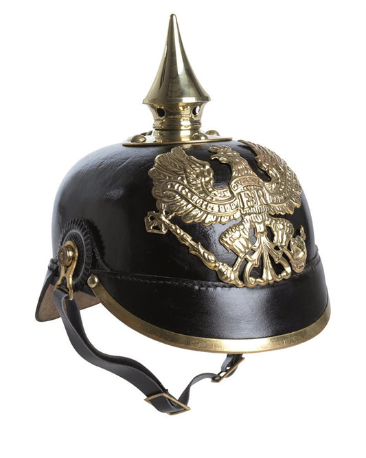Cască Prusacă cu Țeapă Mil-Tec Pickelhaube Repro – Piele de Bivol, Alamă