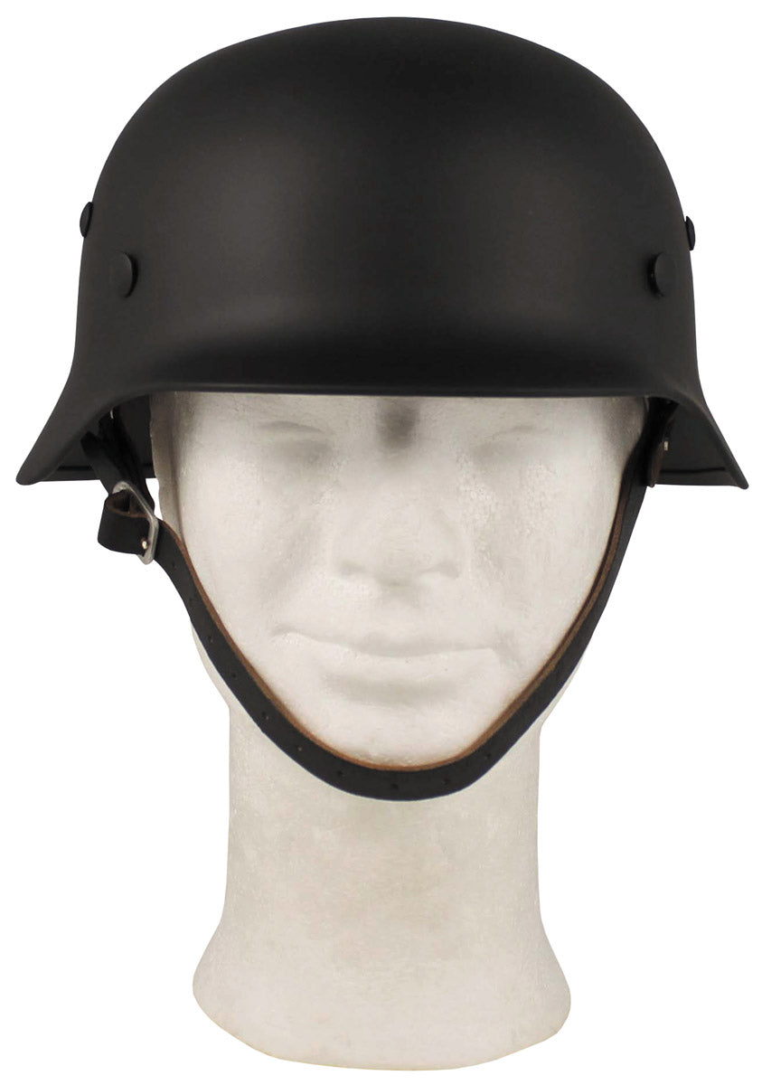 Cască Stahlhelm WW II Negru MFH - Repro de înaltă calitate, Interior piele