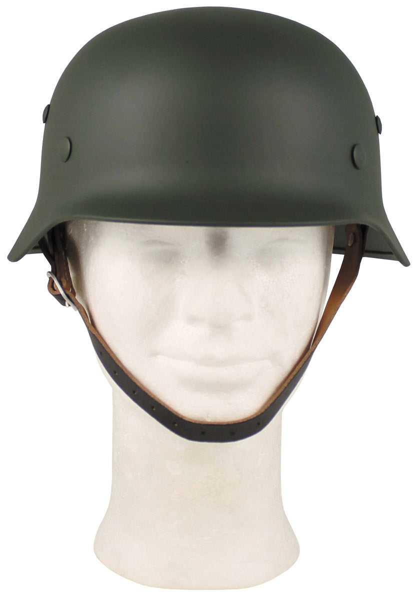 Cască Stahlhelm WW II Oliv MFH - Reproducere, Interior Piele