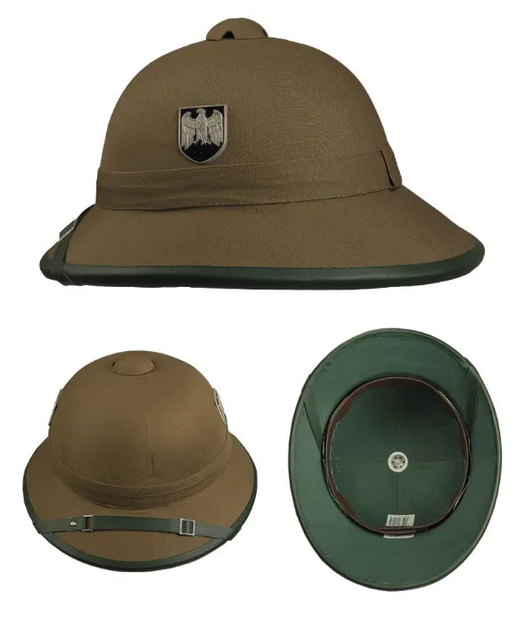 Cască Tropicală WWII cu Ochelari – Reproducere Afrika Korps cu Detalii Autentice