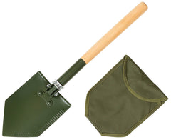 Cazma Pliabila cu Maner de Lemn Deluxe MFH - Lama Zimtata, Lungime Pliata 40cm