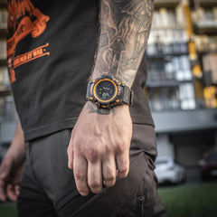 Ceas Tactic Aventura M-Tac - Negru/Portocaliu Multifuncțional