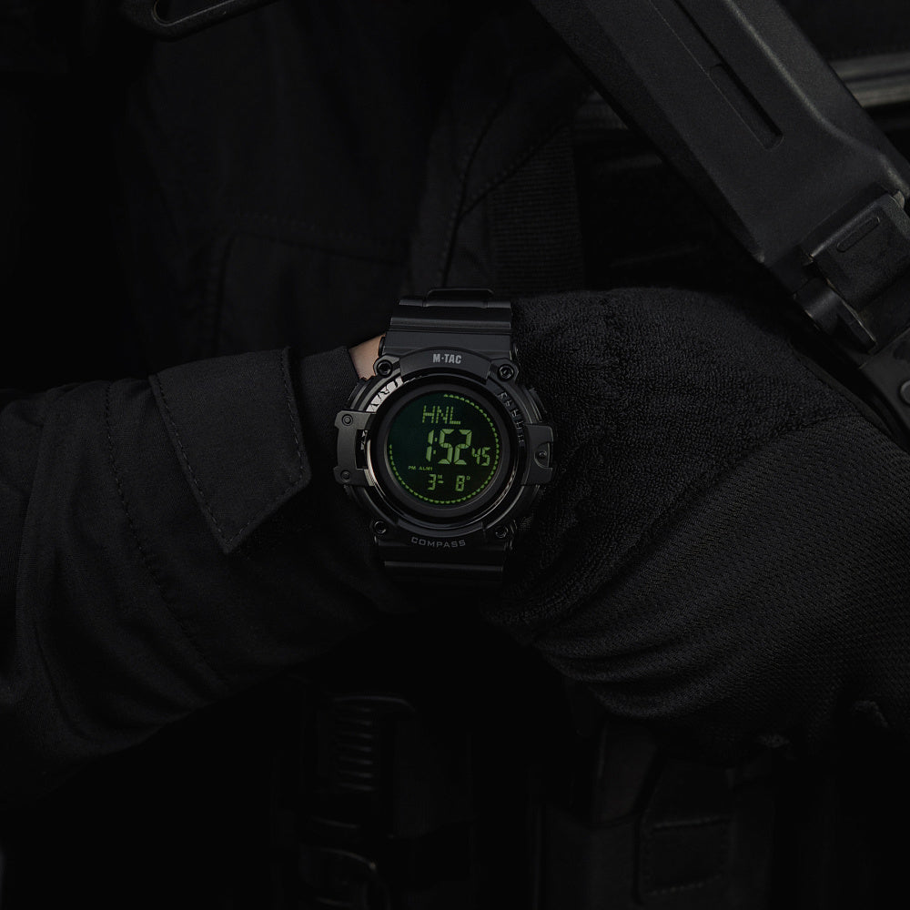 Ceas Tactic cu Compas 2233 M-Tac - Negru, Rezistent la Apă