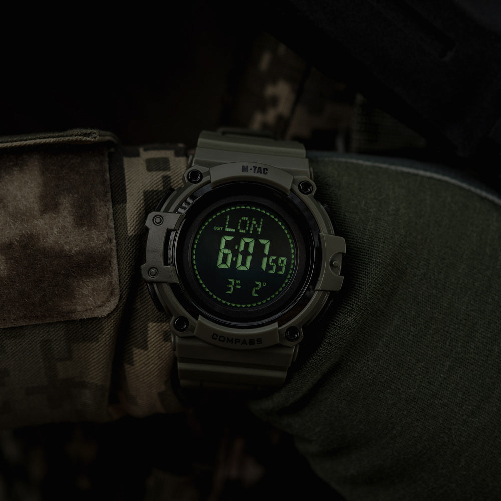 Ceas Tactic cu Compas 2233 M-Tac - Ranger Green Multifuncțional