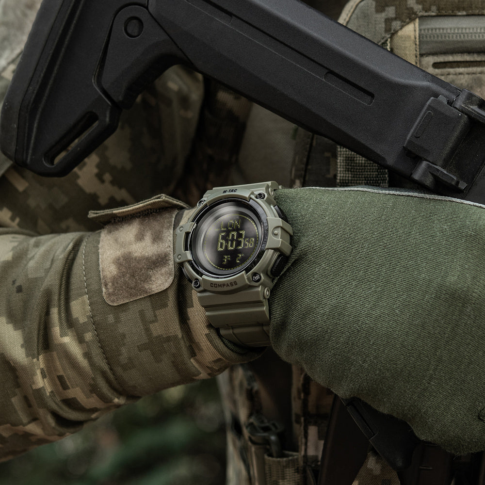 Ceas Tactic cu Compas 2233 M-Tac - Ranger Green Multifuncțional