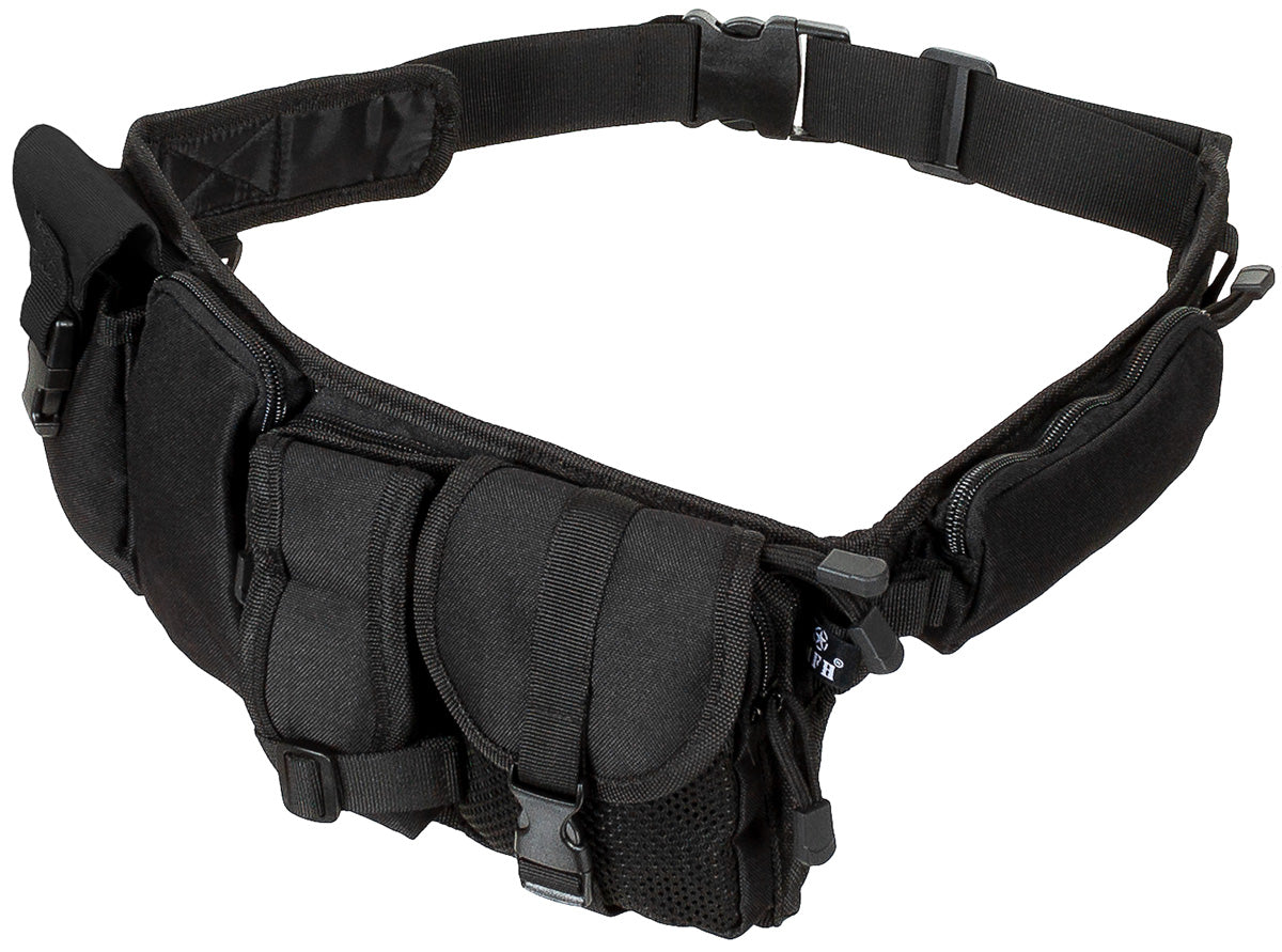Centură Tactică cu 6 Buzunare Negru MFH - Reglabilă 110 cm, Cataramă Rezistentă