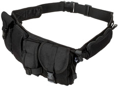 Centură Tactică cu 6 Buzunare Negru MFH - Reglabilă 110 cm, Cataramă Rezistentă