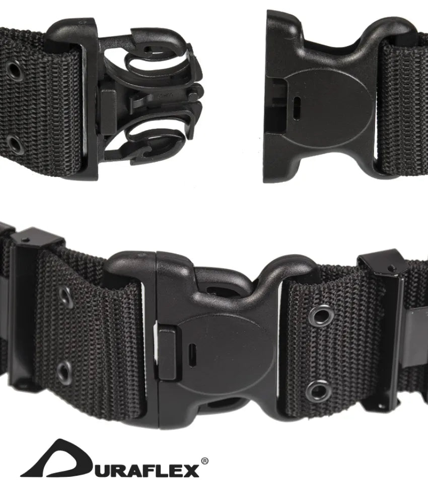 Centură Tactică US Black LC2 cu Cataramă Duraflex® – 6 cm, Ocheți Metalici, Fixare Cop-Lok®