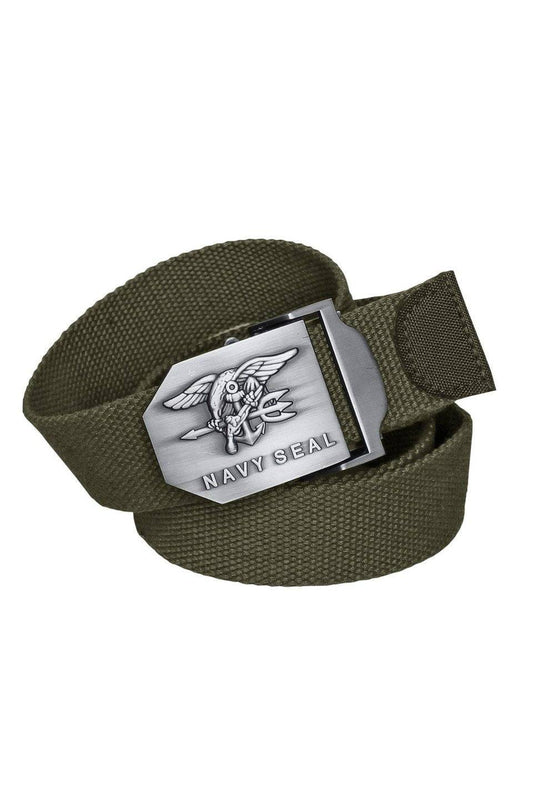 Centură US Navy Seal Mil-Tec – Lățime 3,8 cm, Cataramă Gravată, Oliv