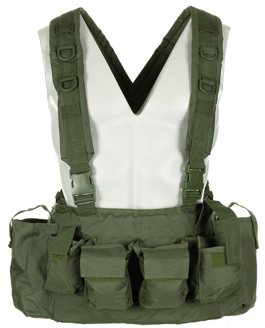 Chest Rig cu 9 Buzunare Oliv - 100% Poliester, 9 Compartimente