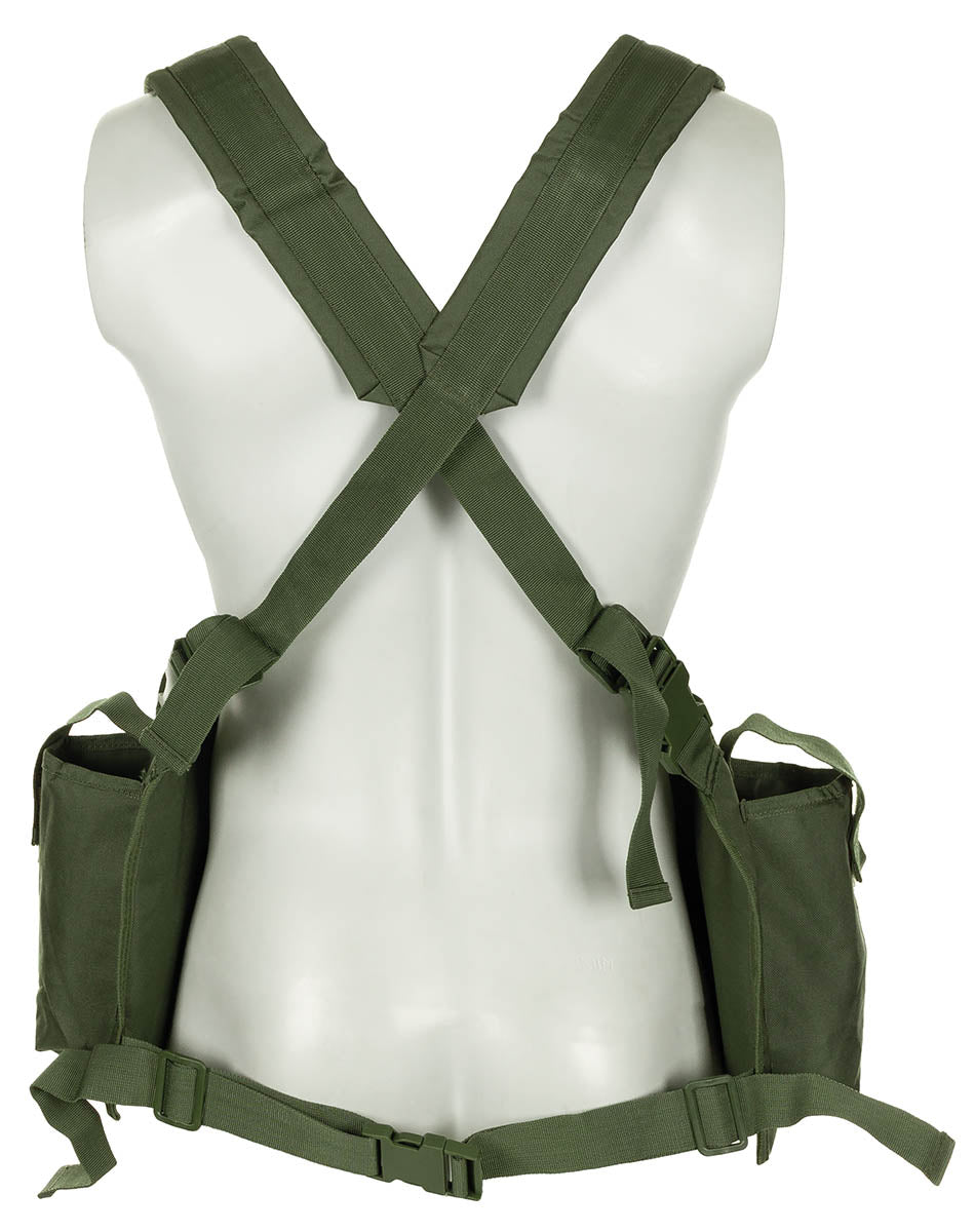 Chest Rig cu 9 Buzunare Oliv - 100% Poliester, 9 Compartimente