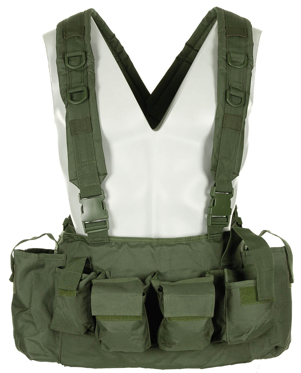 Chest Rig cu 9 Buzunare Oliv - 100% Poliester, 9 Compartimente