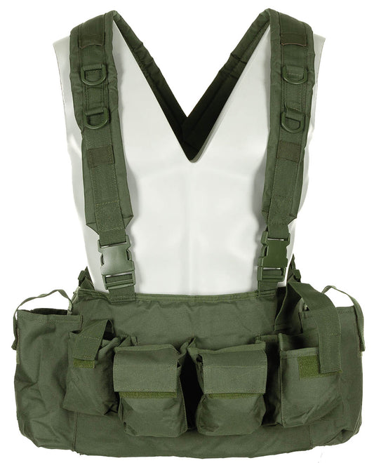 Chest Rig cu 9 Buzunare Oliv - 100% Poliester, 9 Compartimente