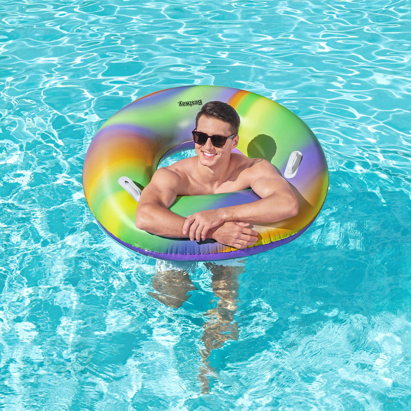 Colac Gonflabil Rainbow Swim Tube Bestway - Ø119cm, Mânere - 7