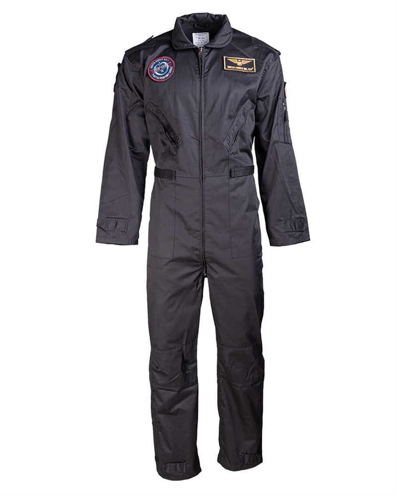 Combinezon de Zbor Mil-Tec US – 4 Patch-uri, 65% Poliester, Negru