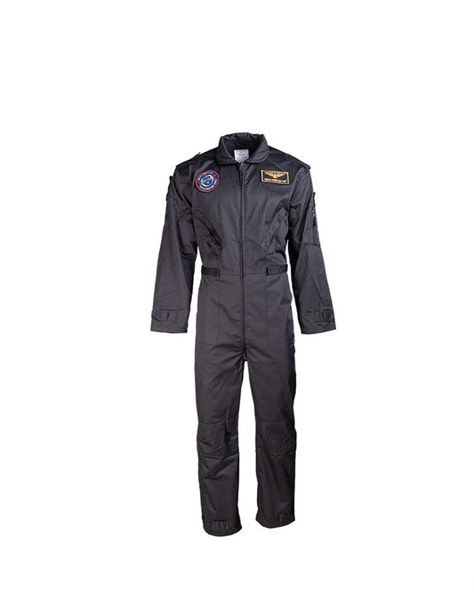 Combinezon de Zbor pentru Copii Mil-Tec US – 4 Patch-uri, 65% Poliester, Negru