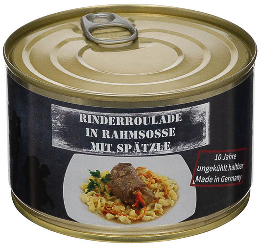 Conservă Mâncare Rinderroulade cu Spätzle MFH - 400g, Fără Conservanți