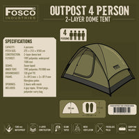 Cort Outpost 4 Persoane Van Os Imports Verde – Coloană de Apă 1500 mm, 2 Uși - poza 2