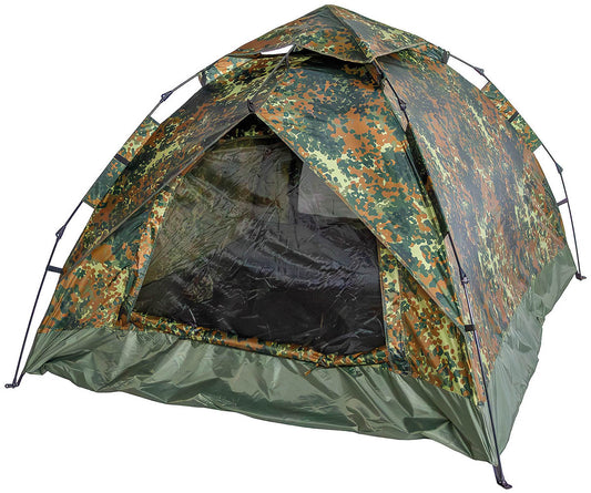 Cort Quick Up Monodom 3 Persoane Flecktarn MFH - Coloană apă 2000mm, Sistem Quick-Up