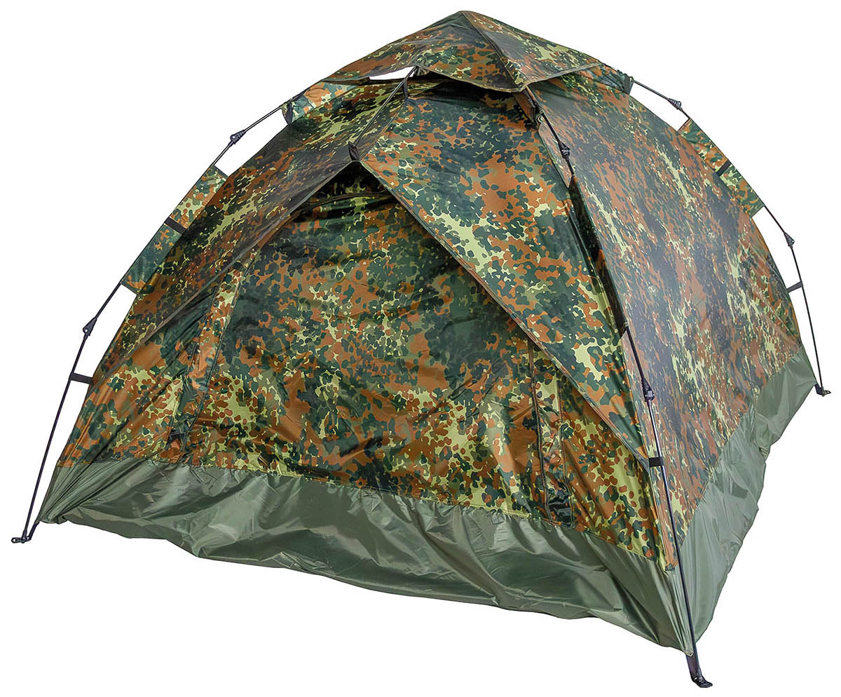 Cort Quick Up Monodom 3 Persoane Flecktarn MFH - Coloană apă 2000mm, Sistem Quick-Up
