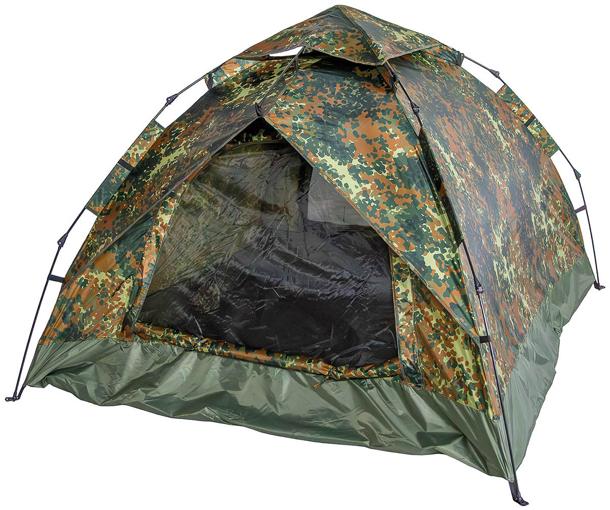 Cort Quick Up Monodom 3 Persoane Flecktarn MFH - Coloană apă 2000mm, Sistem Quick-Up
