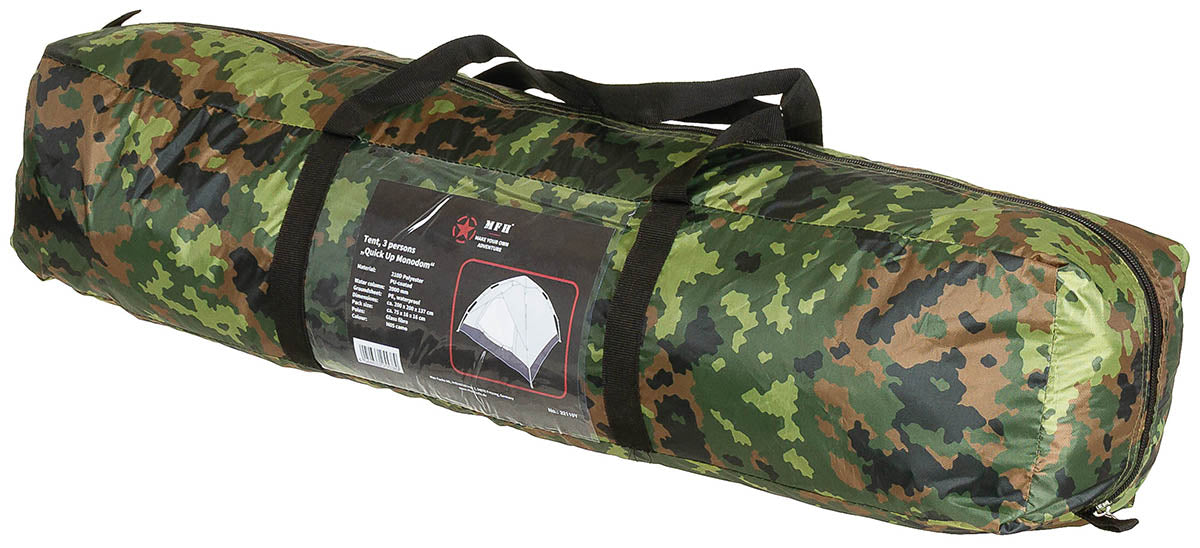 Cort "Quick Up Monodom" 3 Persoane M05 Camo MFH - Sistem Quick-Up, 2000mm Coloană Apă