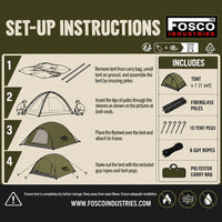 Cort Fosco Scout 2 Persoane Verde – Impermeabil 1500 mm, Cusături Vulcanizate - poza 3