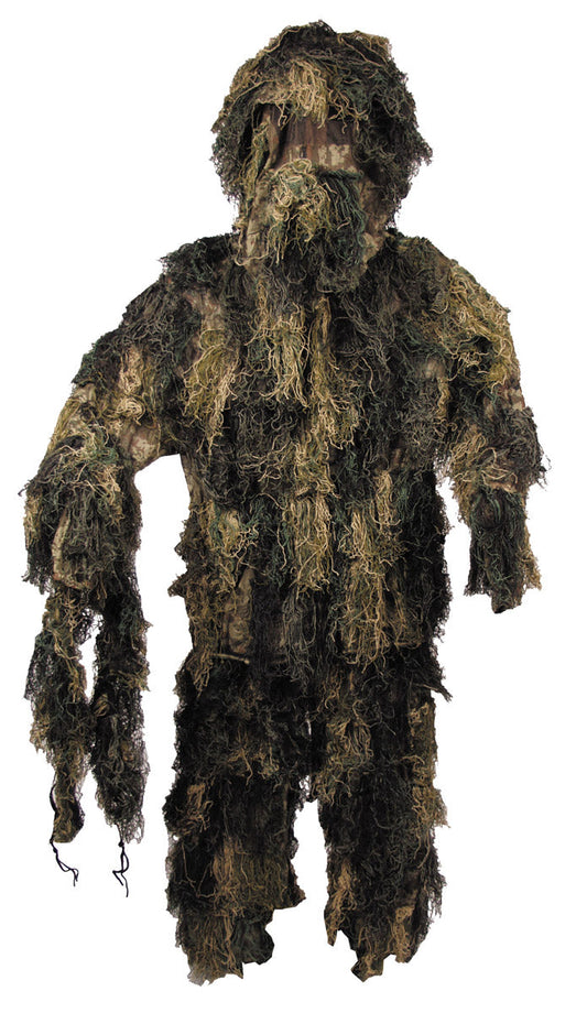 Costum Ghillie 4 Piese Woodland MFH - Camuflaj Fir Complet, Talie Elastică