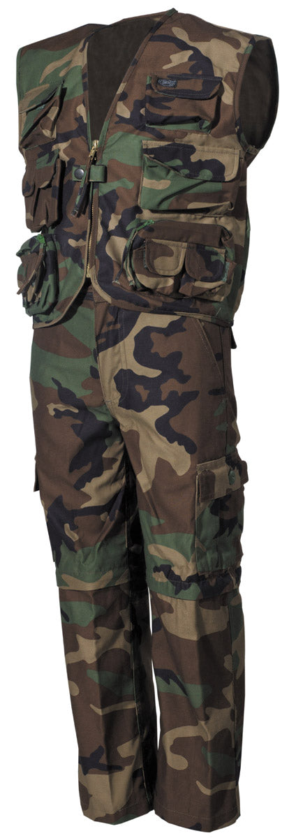 Costum Vestă și Pantaloni woodland Copii MFH - 65% Poliester, Craci detașabili