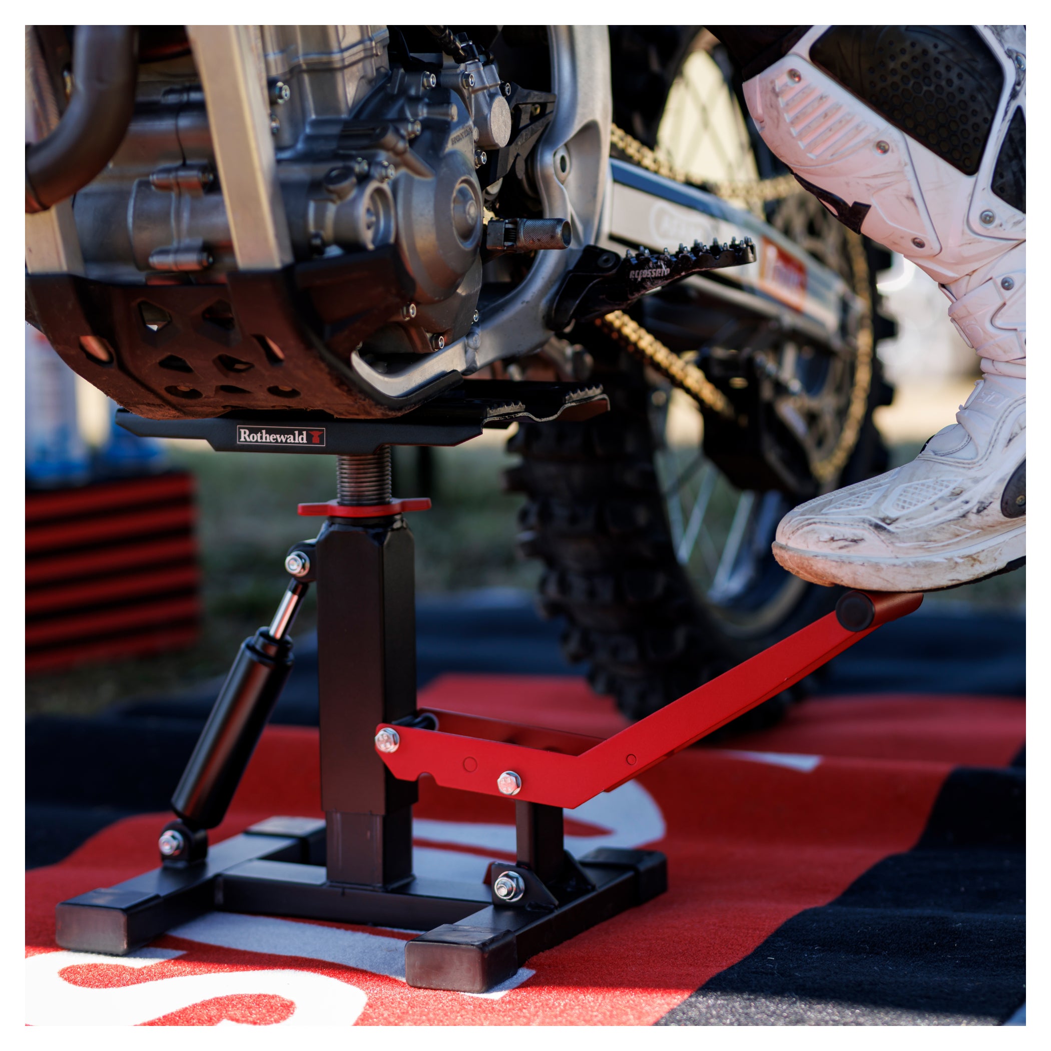 Cric Motocross Rothewald - Reglabil, Rotativ, Amortizat