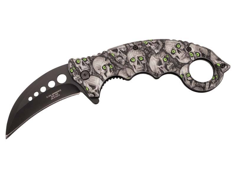 Cuțit Karambit Totenköpfe CJH - Oțel 420, Mâner Plastic Imprimat