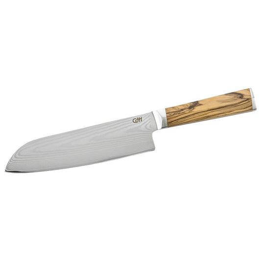 Cuțit Santoku Herbertz CJH - Damasc 67 straturi, Mâner Olivenholz