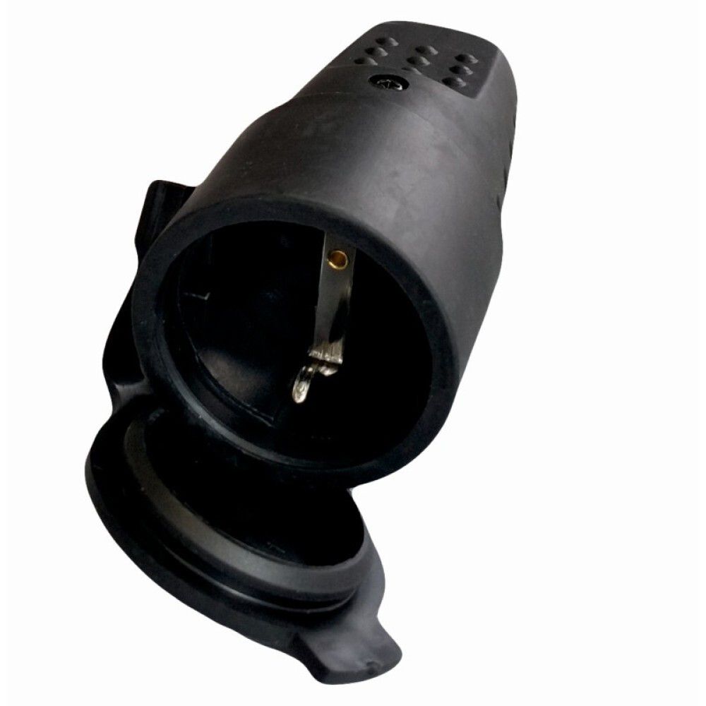 Cuplă Schuko Cauciucată Neagră IP44 OEM - Rezistență Sporită - 2