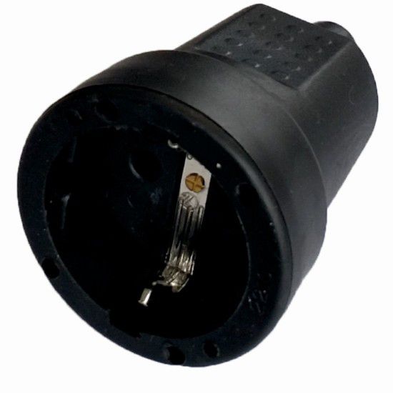 Cuplă Schuko Cauciucată Neagră Odo SPN3104 - Conexiune Sigură, IP20 - 2