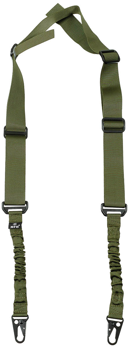 Curea Arma Bungee 2-Puncte Oliv OD MFH - Ajustabil 65-210cm, Secțiune Elastică