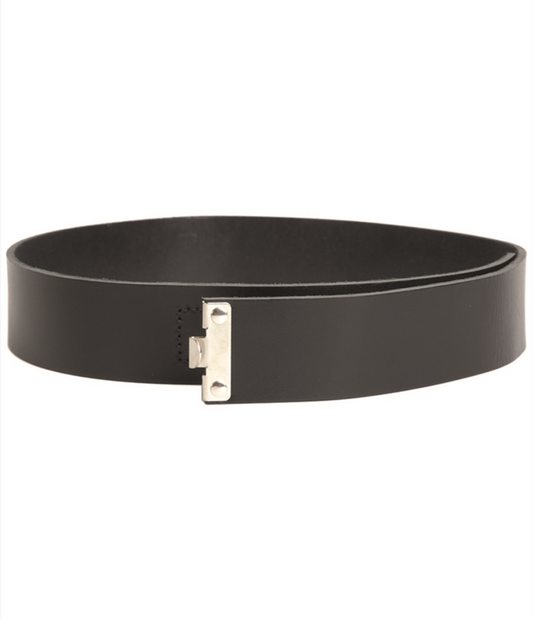 Curea din piele naturală neagră, 45 mm fǎrǎ cataramǎ – piele bovină groasă, stil militar German RW