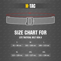Curea Tactică Lite Gen.II M-Tac - Neagră, Fixare Sigură