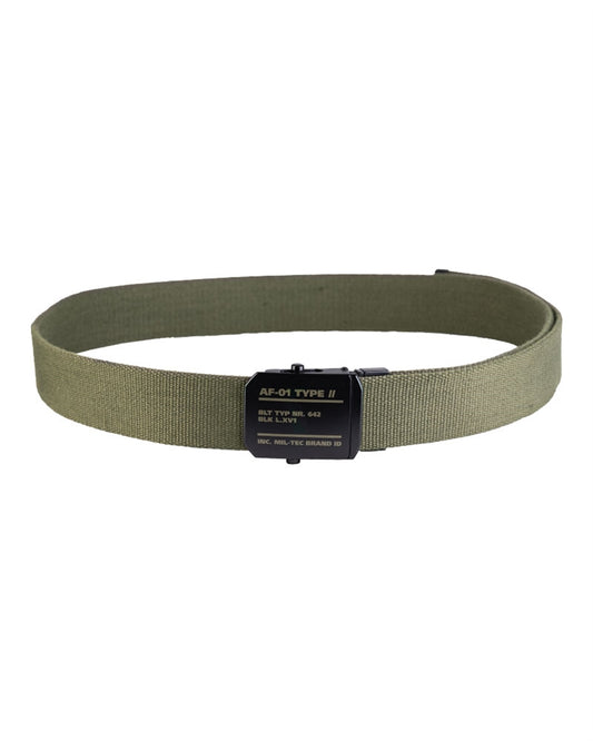 Curea Tactică Mil-Tec AF-01 – Lățime 4 cm, Cataramă Metalică Mată, Oliv