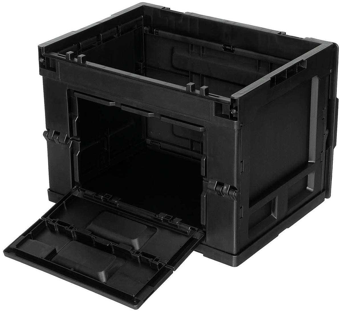Cutie Depozitare Pliabilă 20L Negru MFH - Stivuibilă, Capac Articulat