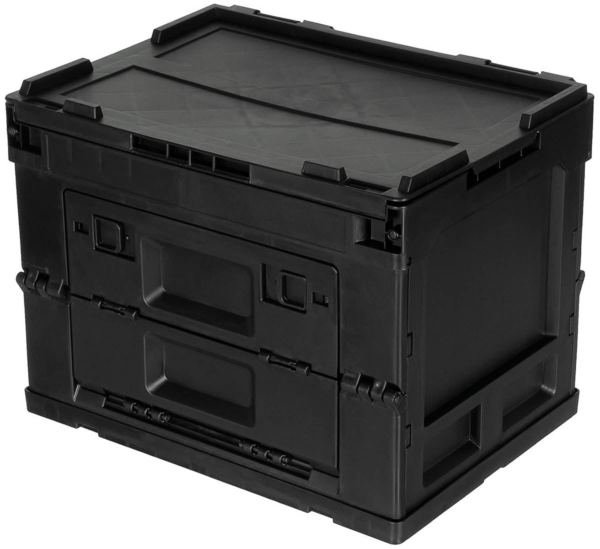 Cutie Depozitare Pliabilă 20L Negru MFH - Stivuibilă, Capac Articulat