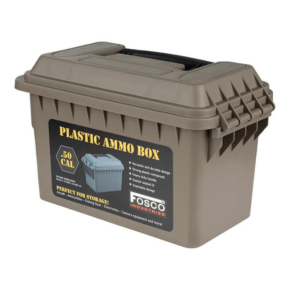 Cutie Munitie Plastic .50 Cal Dark Earth - Protecție Tactică Esențială