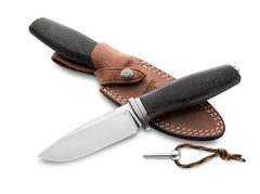 Cutit cu lama fixa ACHA Micarta Black LionSteel- Lama M390, Maner Micarta