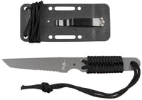 Cuțit cu Lamă Fixă "Action I" Negru FoxOutdoor - Lamă Tanto 3Cr13, Margine Zimțată