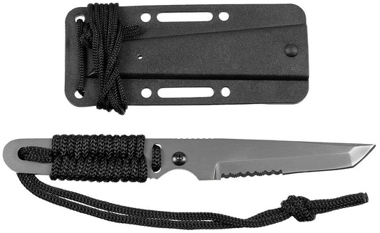 Cuțit cu Lamă Fixă "Action I" Negru FoxOutdoor - Lamă Tanto 3Cr13, Margine Zimțată