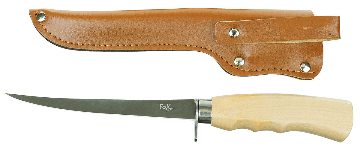 Cuțit cu lamă fixă Filet Classic FoxOutdoor - Lamă 16cm, Mâner mesteacăn