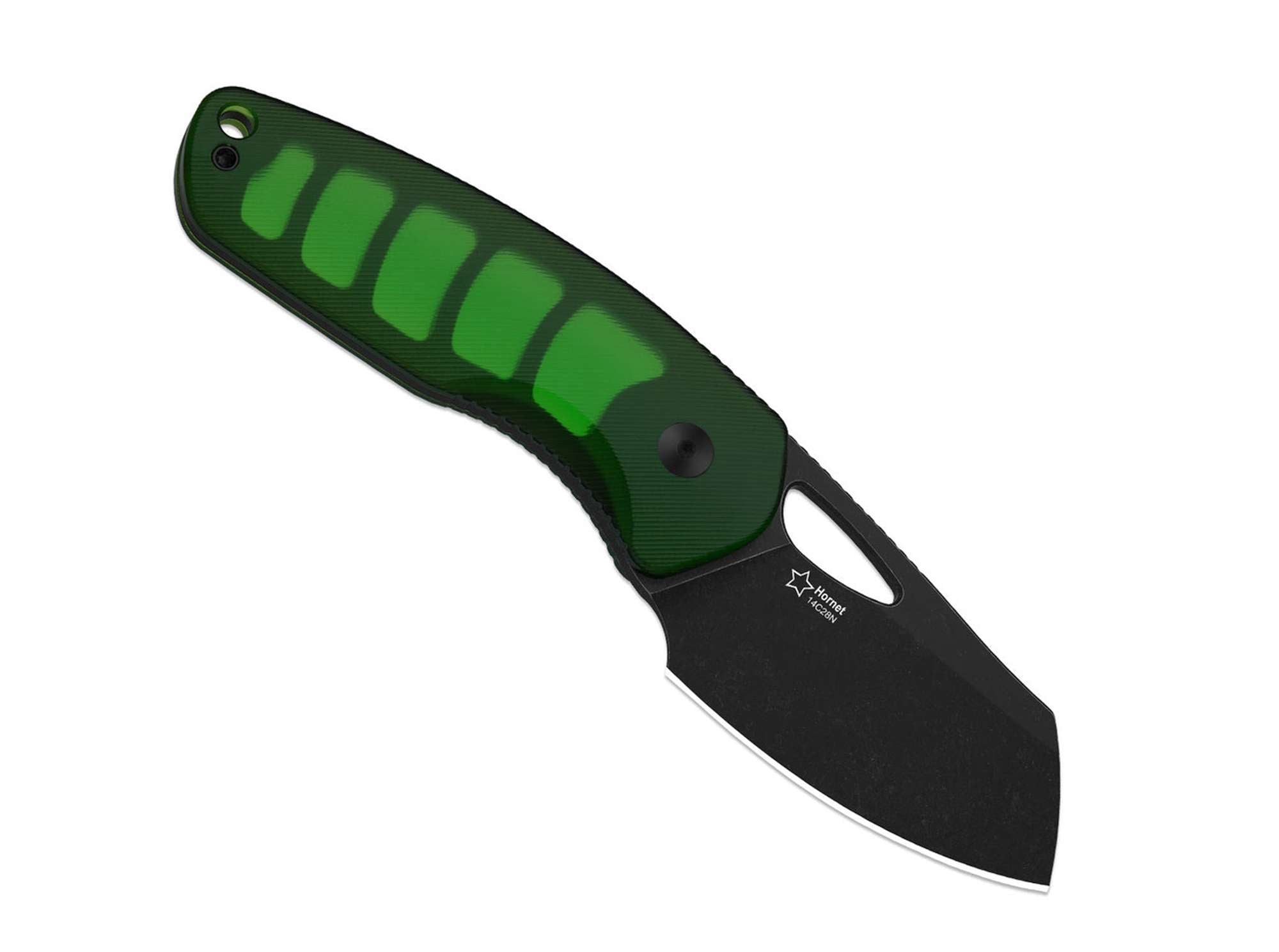 Cutit cu lama fixa Hornet Green Acrylic Kizer- Lama, Maner Acril Verde