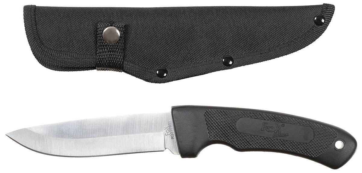 Cuțit cu lamă fixă Hunter Negru FoxOutdoor - Lamă 3Cr13, Mâner cauciuc