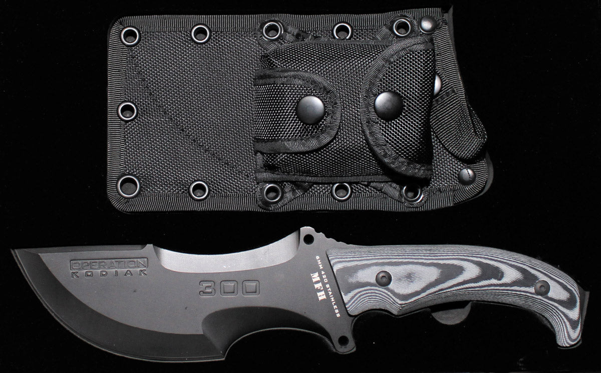 Cutit cu Lama Fixa "Operation Kodiak" Negru MFH - Lama Curbata, Maner Micarta
