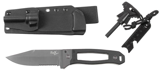 Cuțit cu Lamă Fixă "Scorpion" Negru FoxOutdoor - Oțel 3Cr13MoV, Mâner G10